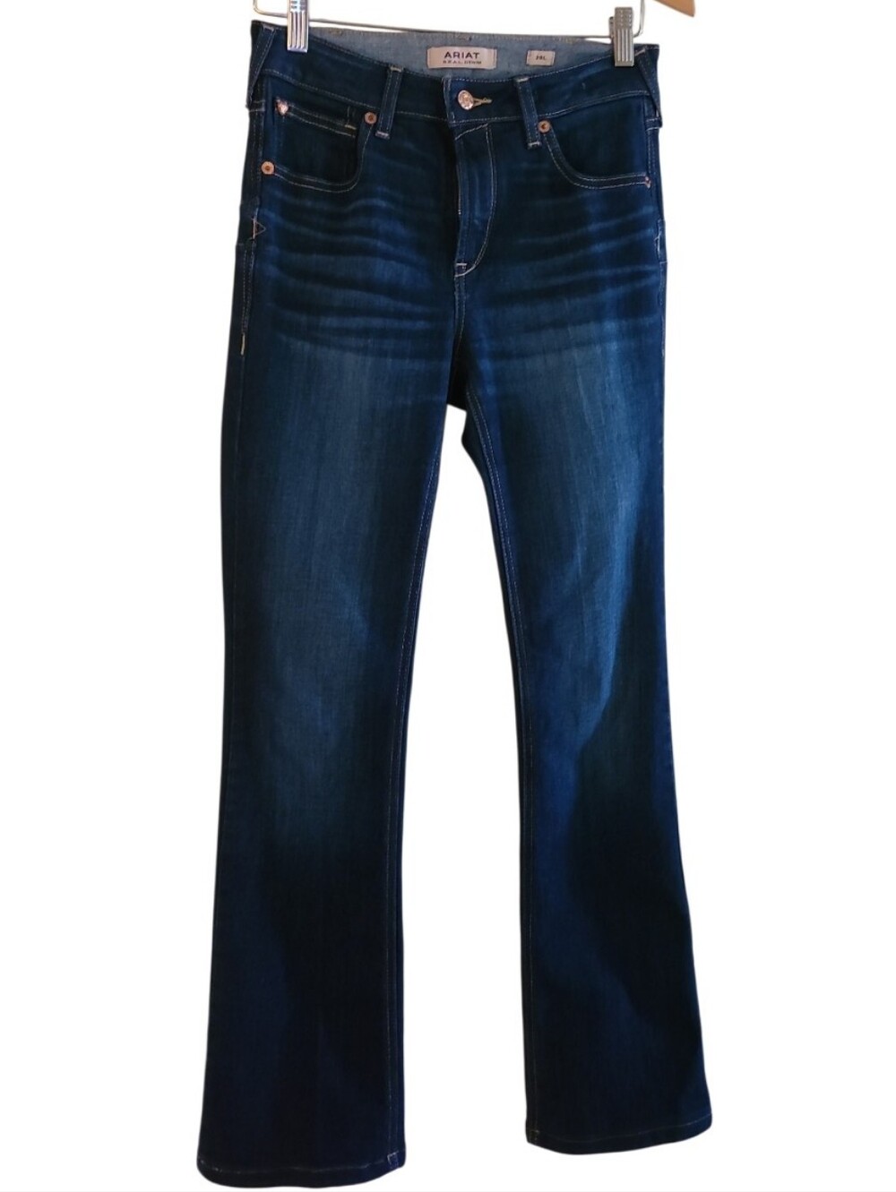 Ariat Real Denim High Rise Ballary Bootcut Jeans Dark Wash Cowgirl - Picture 3 of 17
